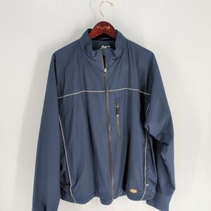 Vintage Asics Semi-Fitted Full Zip Stand‎ Collar Windbreaker Jacket Blue Size XL